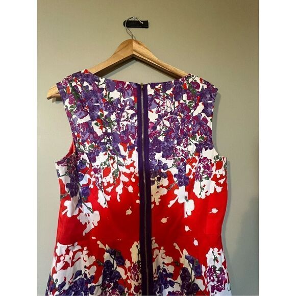 Adrianna Papell Women’s Size 12 Sheath Dress Fit and Flare Floral Print Cotton - Picture 8 of 12
